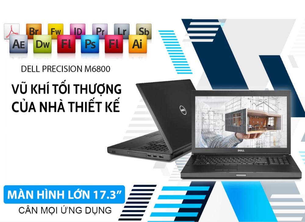 Laptop Dell Precision M6800/ Core i7-4810/ RAM16G/ SSD250G/ NVIDIA Quadro K3100M/ 17.3 inch FHD/ Win 10 Pro